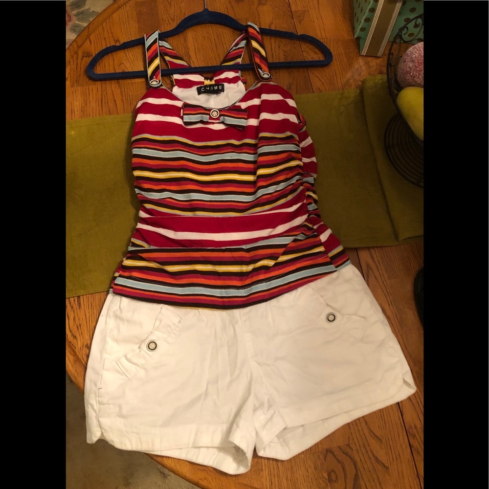 One piece striped  Romper  white bottoms - awesome